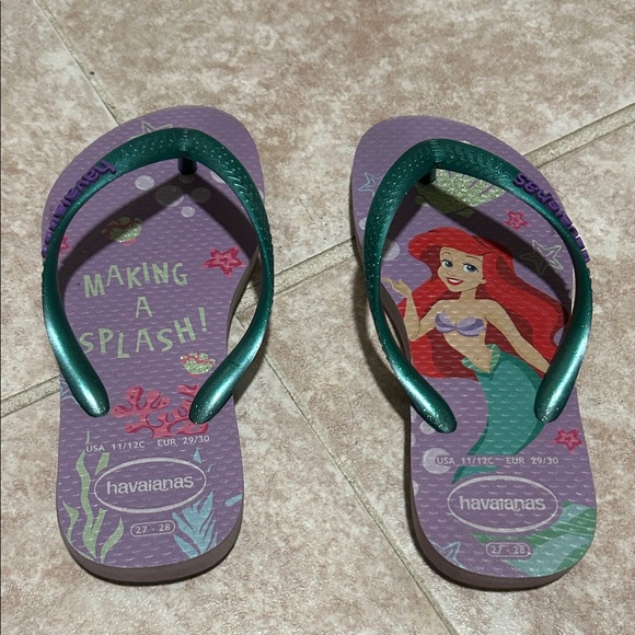 Havaianas Kids Ariel Flip Flops - Purple and Teal - Picture 1 of 3